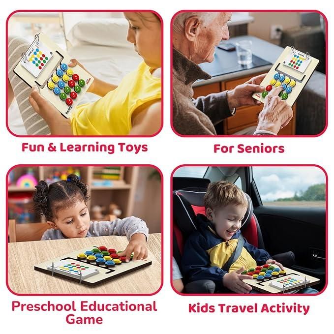 Kids Montessori Slide Puzzle Game Color & Pattern Matching Learning Toys for Kids